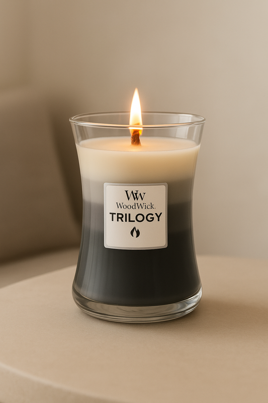 AURA WOOD MEDIUM — Bougie Parfumée Woodwick Trilogy Hourglass Moyenne