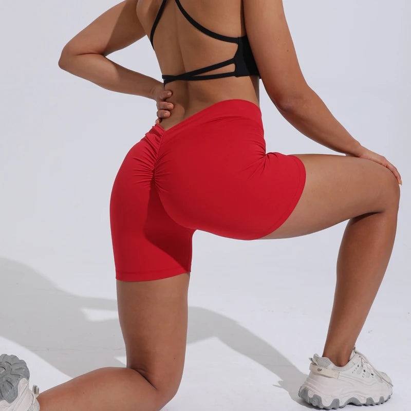 AURA CORE – Short de yoga femme taille haute effet V galbant