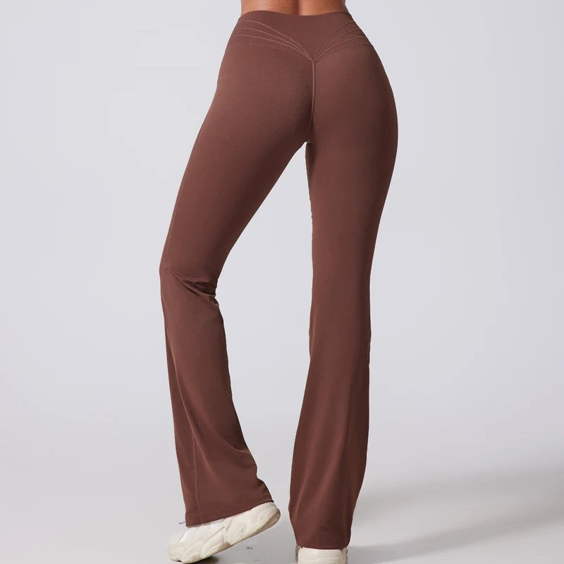 AURA FLOW – Pantalon de yoga femme taille haute micro-évasé