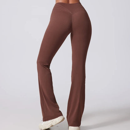 AURA FLOW – Pantalon de yoga femme taille haute micro-évasé