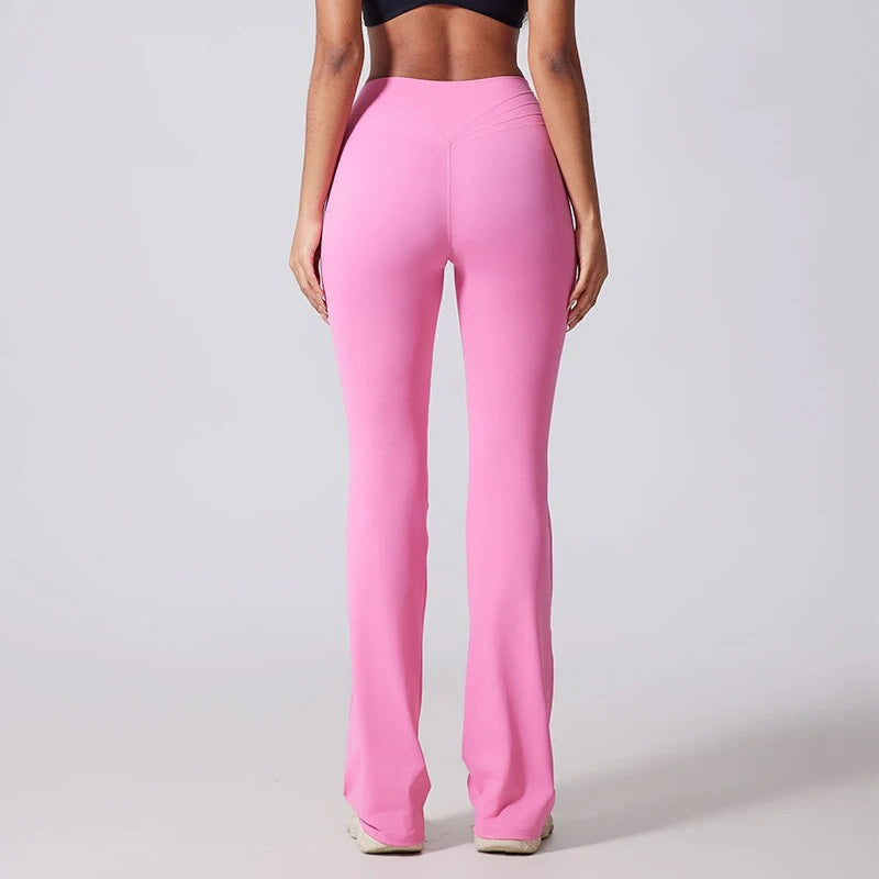 AURA FLOW – Pantalon de yoga femme taille haute micro-évasé
